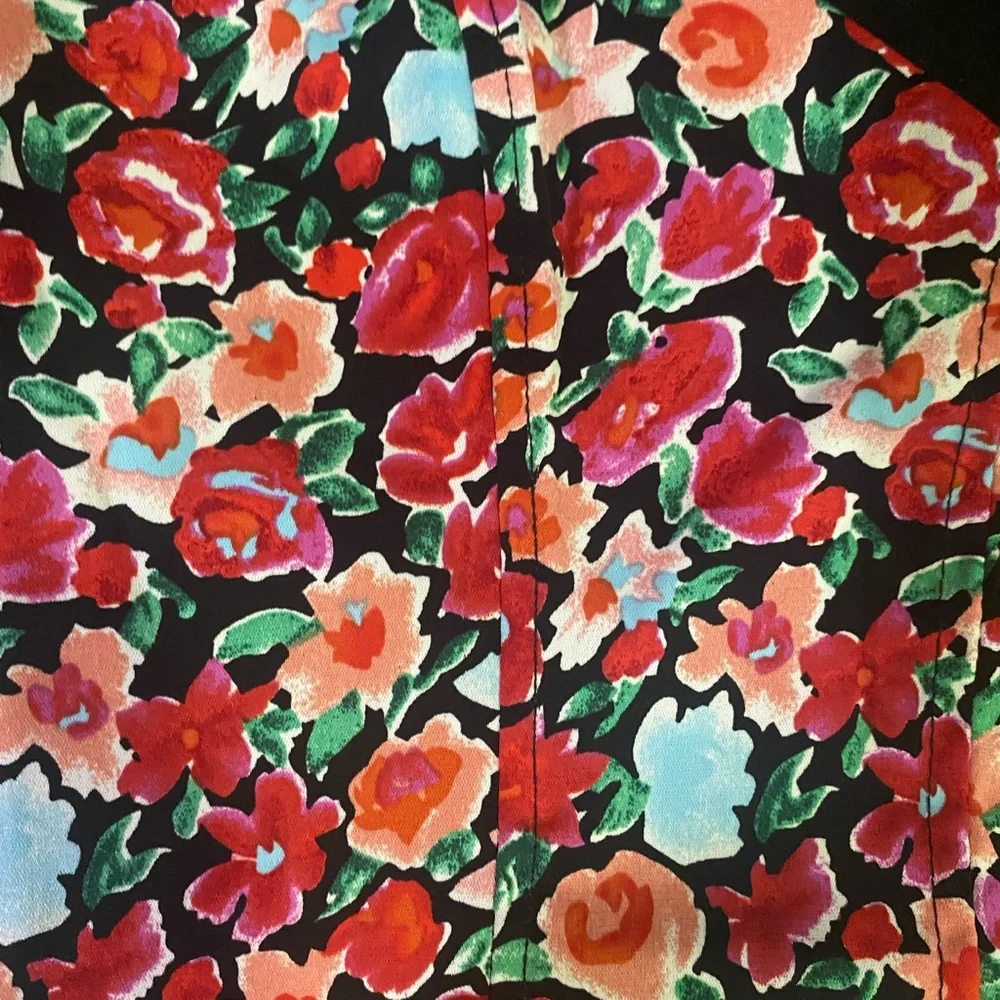 ASTR The Label Red Floral, Puff‎ Sleeve, V-Neck, Cropped Blouse, Side Zip, Small
